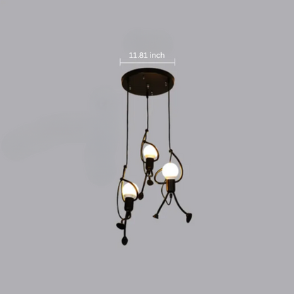Little Man Iron Chandelier | Modern Creative LED Pendant | Black E27 Flush Mount Light | Brick by Brick