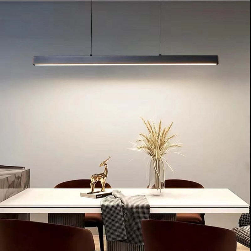Modern LED Dining Room Chandelier | H 47.2 in | Nordic Long Hanging Fixture | Black or Gold Finish | Brick by Brick