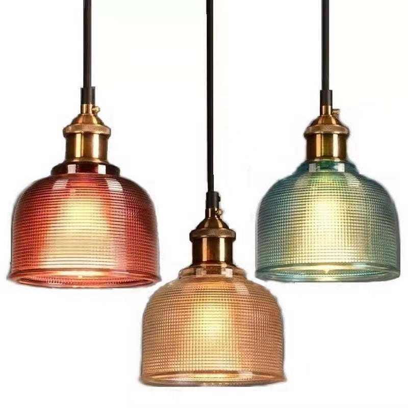 Retro Glass Pendant Light | 5.9 x 7.9 in | Industrial Loft Design | Colorful Glass Shades | E27 Bulb | Adjustable Cord | Brick by Brick