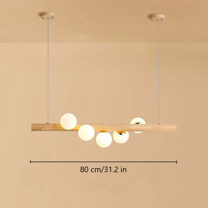 Glass Bubble Pendant Light | 31.5 - 47.2 in | Wood Walnut | Modern LED Ceiling Light | Living Room | Dining Room | Brick by Brick
