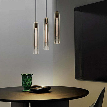 Small Glass Chandelier Pendant | 2.7 x 14.9 in | Brass LED Accent Lighting | Compact & Elegant | Brick by Brick