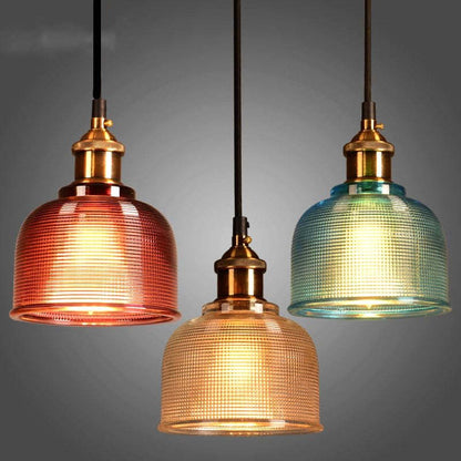 Retro Glass Pendant Light | 5.9 x 7.9 in | Industrial Loft Design | Colorful Glass Shades | E27 Bulb | Adjustable Cord | Brick by Brick