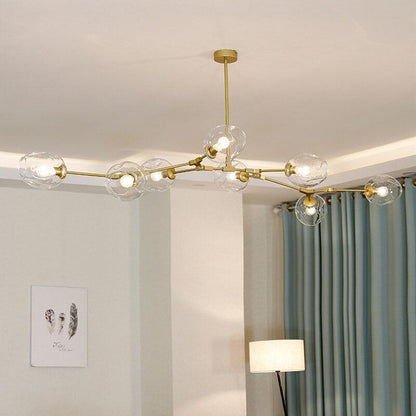 Nordic Modern Glass Pendant Light | H 31.5 - 39.3 in | Clear Bubble Design | Adjustable Brass Ceiling Fixture | Brick by Brick