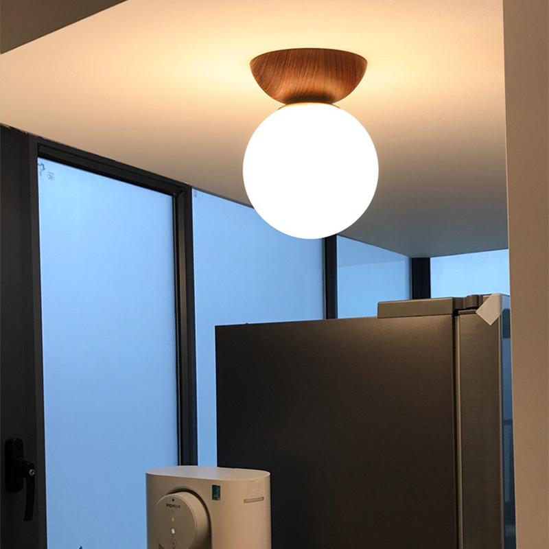 Japanese Glob LED Ceiling Pendant Light | 6.3 X 10.6 in | Sleek Metal Frame with Glass Globe | Burlywood Accent | Brick by Brick