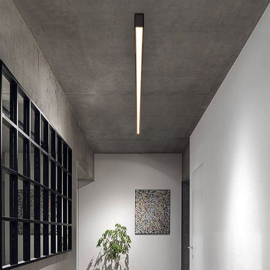 Contemporary LED Linear Ceiling Light | 23.6–47.2 in | Dimmable Flush Mount |Black Metal | Brick by Brick