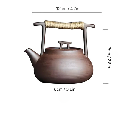 Portable Ceramic Teapot Set | 4.7 × 2.8 × 3.1 in | Travel Tea Maker | Handmade Ceramic Teapot with Candle Stove | Brick by Brick