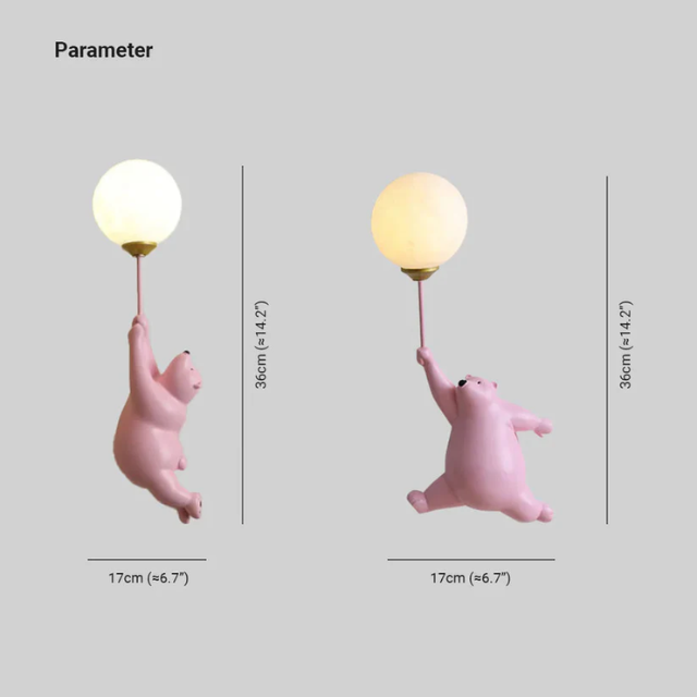 Bear Balloon Ceiling Light | 6.7 x 14.2 in | LED Kids Flush Mount | 3 Colors | Brick by Brick