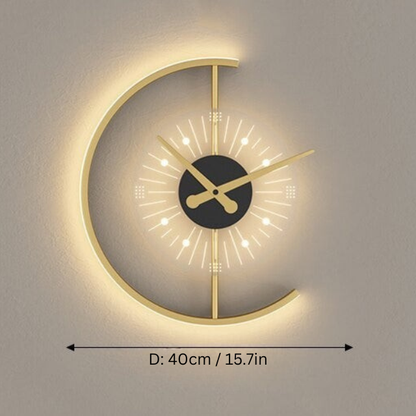 Modern LED Wall Clock | 12 in | Crescent Moon Design Backlit Silent Quartz | Stylish Home Décor | Brick by Brick