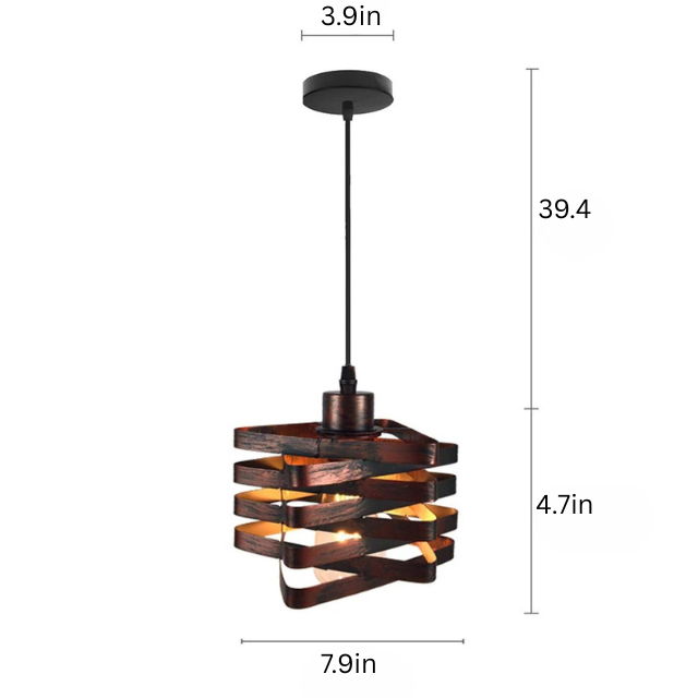 Vintage Pendant Lamp | 7.8 x 4.7 in | Rust Iron Cage Hanging Light | Industrial Loft E27 Fixture | Brick by Brick