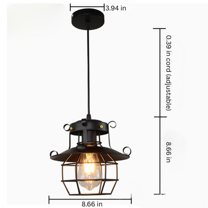 Vintage Pendant Light | 8.7 in | Industrial Retro Ceiling Lamp | Adjustable Hanging Fixture | Brick by Brick