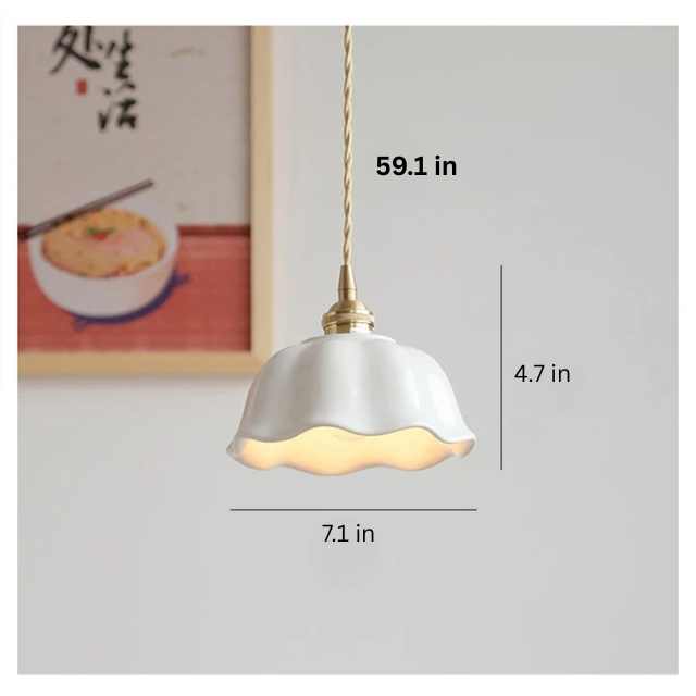 Ceramic LED Pendant Light | 7.1 in x 4.7 in | Nordic Hanging Lamp | Adjustable Wire | Brick by Brick