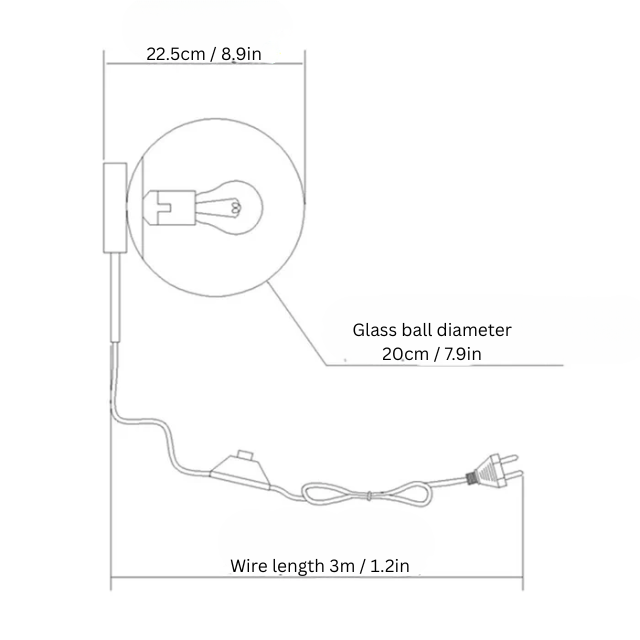 Nordic Glass Wall Light | 7.9 in | Contemporary Round LED Design | Indoor Ambient Lighting | Brick by Brick