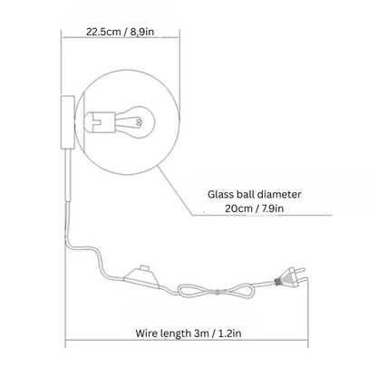 Nordic Glass Wall Light | 7.9 in | Contemporary Round LED Design | Indoor Ambient Lighting | Brick by Brick