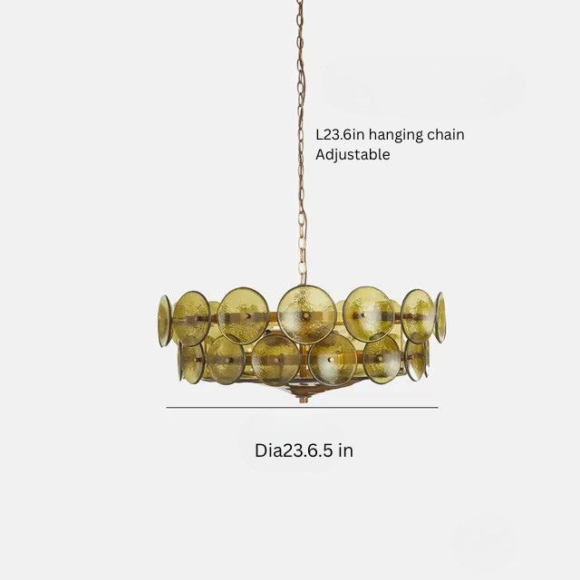 French Glass Pendant Chandelier | 23.6 in or 31.5 in| Glass Stone | Retro Nordic Style | Elegant Lighting Fixture | Brick by Brick