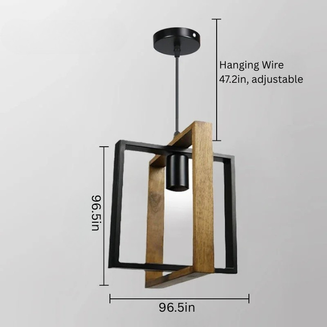 Retro Iron & Wood Chandelier | 96.5 x 96.5in | Pendant Ceiling Lamp | E27 Hanging Light for Bedroom & Bar | Brick by Brick