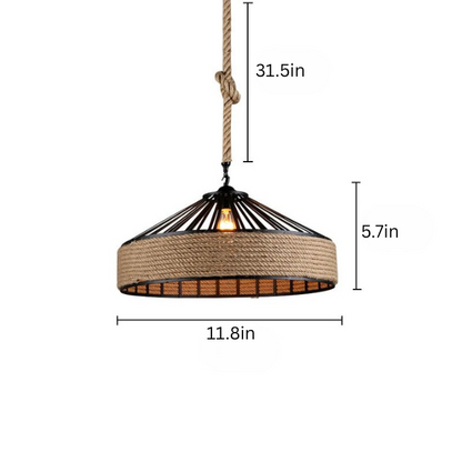 Classical Rope Chandelier | 11.8in x 5.7 in | Industrial Iron Pendant Light | E27 Hanging Lamp for Dining & Bedroom | Brick by Brick