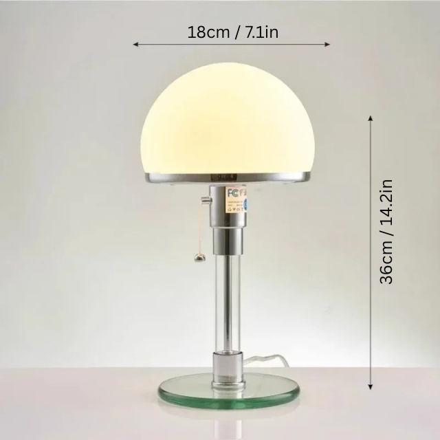 Bauhaus Glass Table Lamp | 7.1 x 14.2 in | Wilhelm Nordic Designer Light | Simple Modern LED Lighting | Brick by Brick