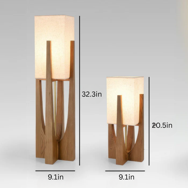 Japandi Walnut Floor Lamp |  9" x 20" or 9" x 32" | Minimalist Solid Wood | Japanese-Inspired Design | Brick by Brick
