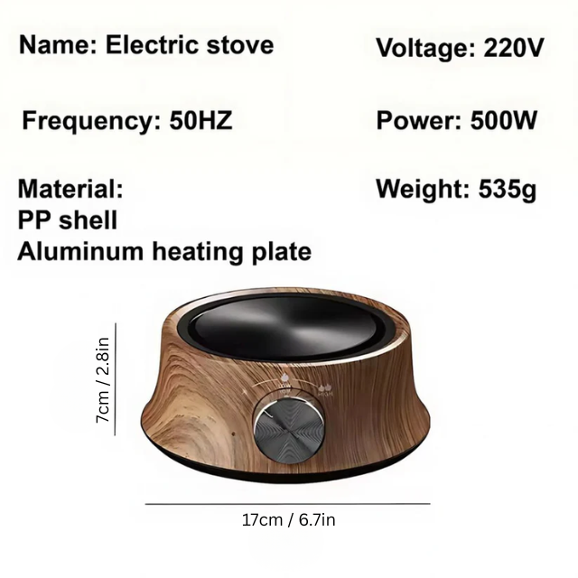 Mini Electric Ceramic Stove | 2.8 × 6.7 in | Compact Tea & Coffee Heater | Dual Heat Settings | Brick by Brick
