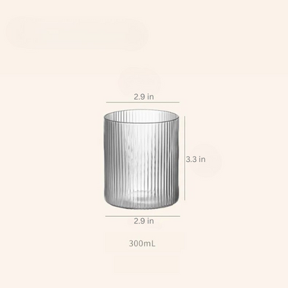 Ribbed Glass Tumbler | 250ml to 350ml | Heat Resistant Vertical Stripe Cup | Nordic Drinking Glass | Brick by Brick