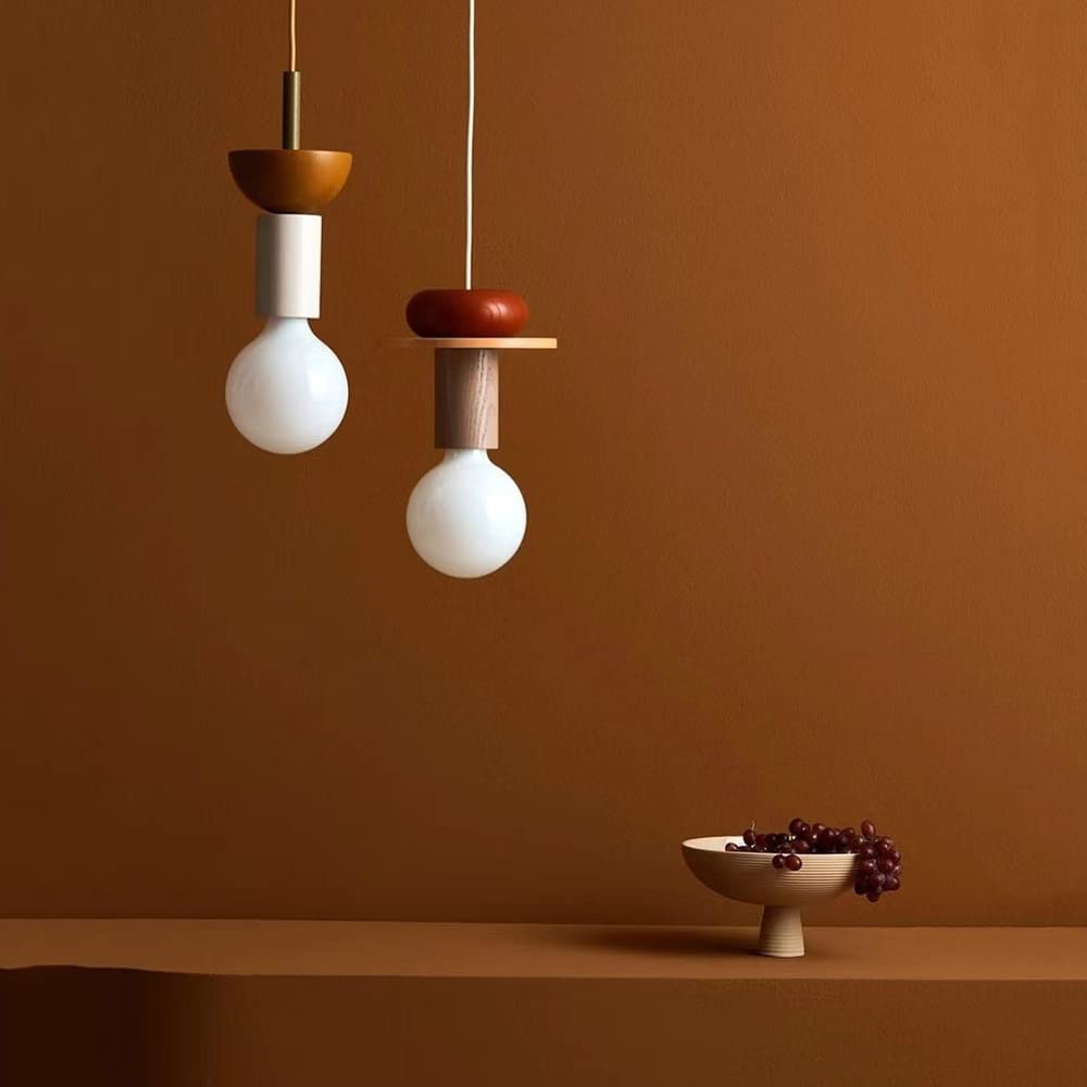 Wooden Block Pendant Light | Colorful Hanging Ceiling Fixture | Modern Industrial Design | Brick by Brick