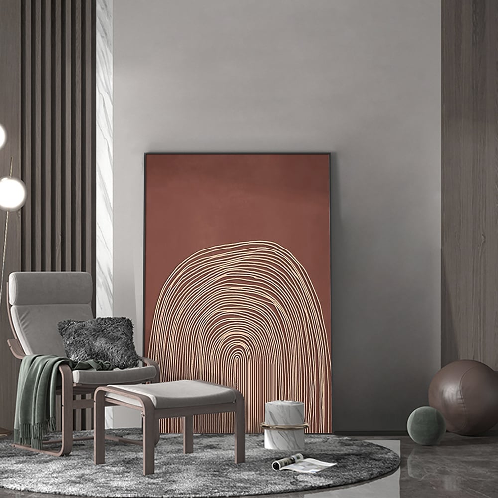 Japandi Red & Gold Wall Art | 23.6 x 1 x 31.5 in | Modern 3D Decor | Brick by Brick