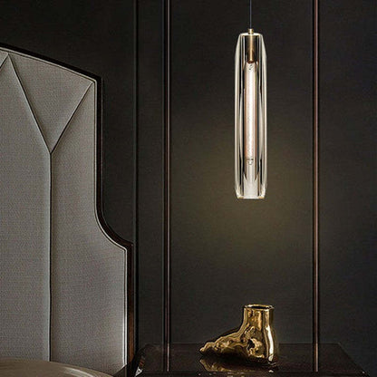 Small Glass Chandelier Pendant | 2.7 x 14.9 in | Brass LED Accent Lighting | Compact & Elegant | Brick by Brick