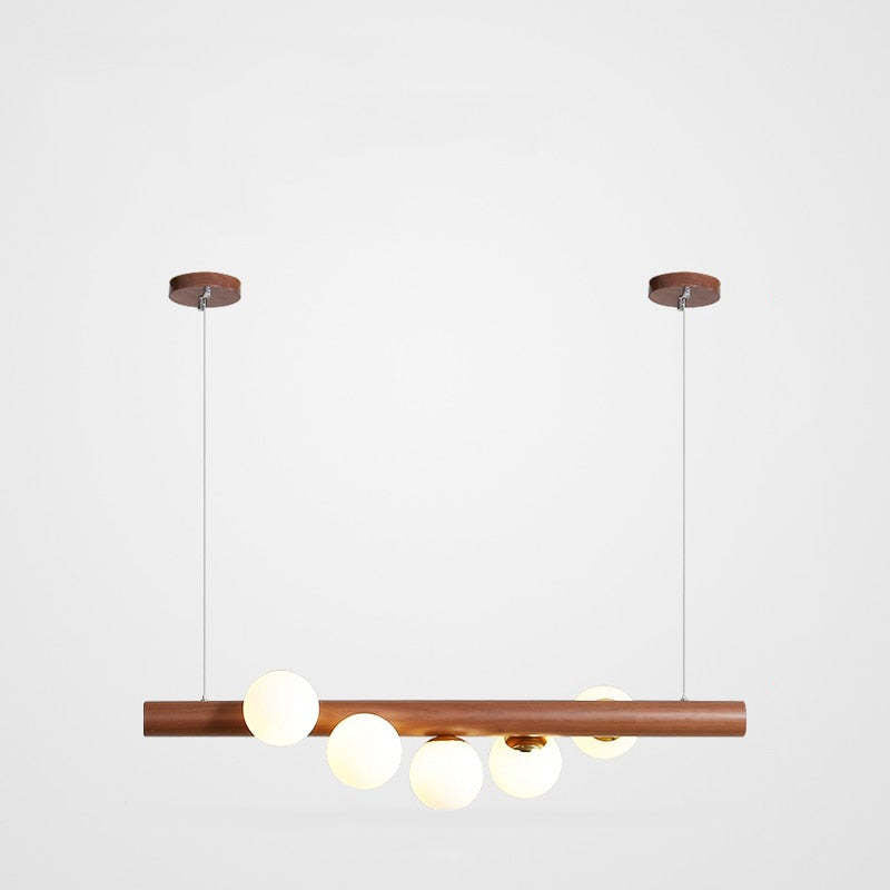 Glass Bubble Pendant Light | 31.5 - 47.2 in | Wood Walnut | Modern LED Ceiling Light | Living Room | Dining Room | Brick by Brick