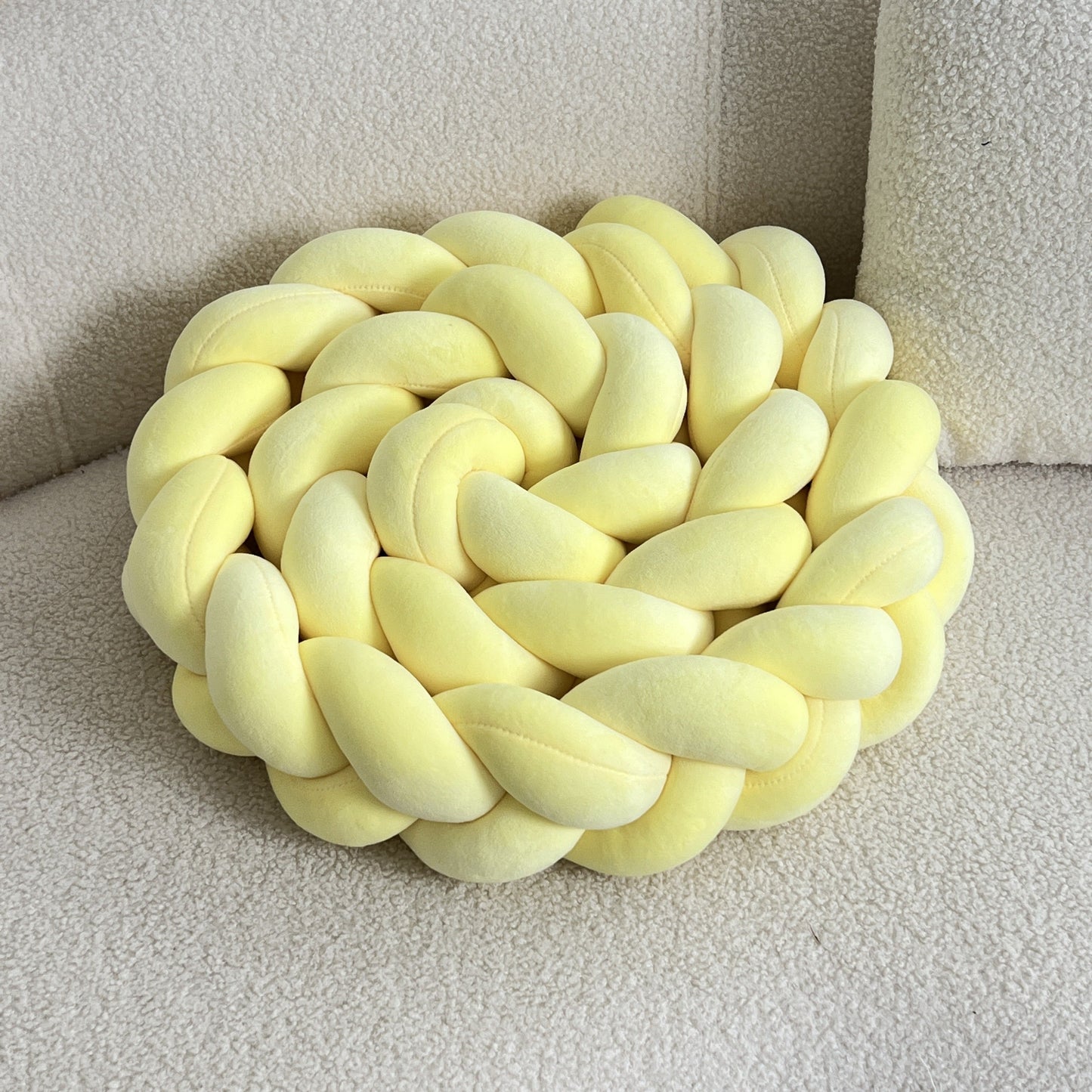 Braided Floor Cushion | Chunky Knit Floor Pillow | Modern Cream Seating | Decorative Home Accent | Brick by Brick