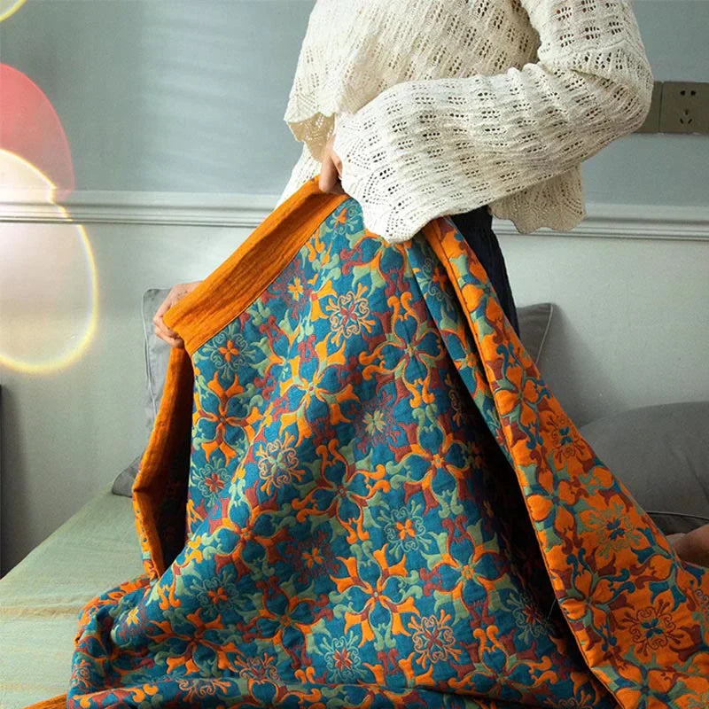 Multi-Use Cotton Gauze Blanket | Quilted Sofa & Bed Cover | Lightweight Four-Season Home Bedding | Brick by Brick