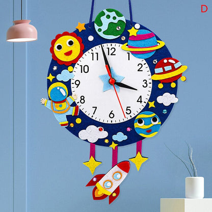 Space Theme Kids Wall Clock | 8.7 x 11.4 in | Astronaut & Planet Design | Cosmic Wall Decor for Children | Brick by Brick