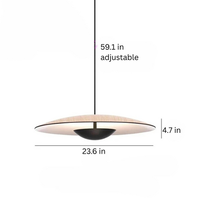 Modern Creative Chandelier | LED Ceiling Pendant Light | Black & Wood Grain Design | Adjustable Sizes | Brick by Brick