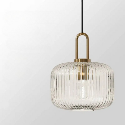 Modern Striped Glass Pendant Light | H10.2 - 12.6in |  Single Head Chandelier | Corrugated Chandelier | Brick by Brick
