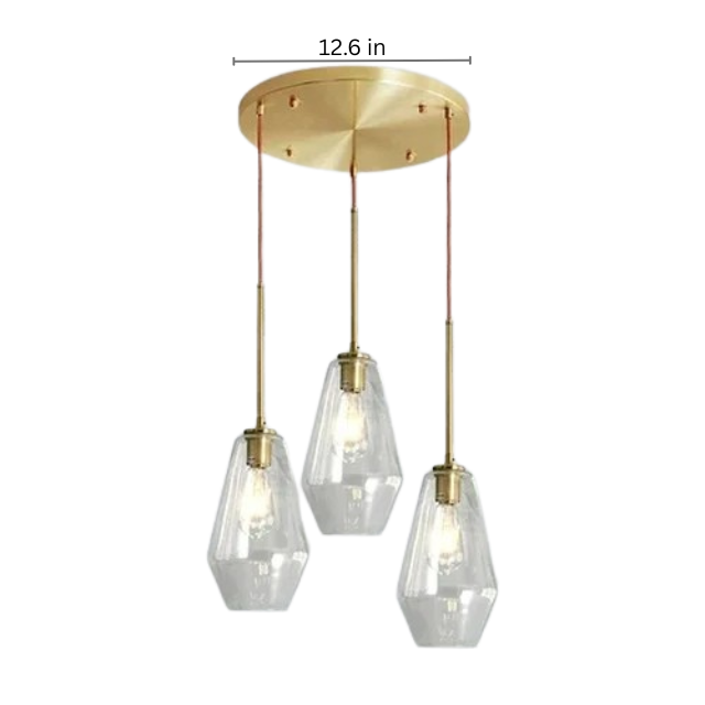 Amber Glass LED Chandelier | Modern Dimmable Pendant Light | Indoor Bedroom Living Room | Brick by Brick