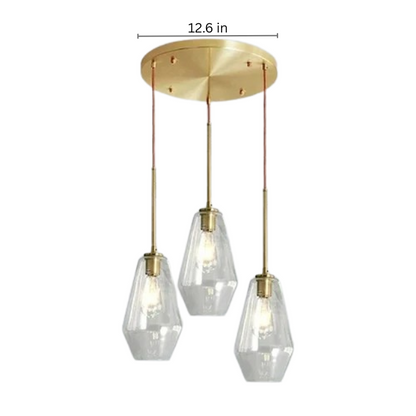 Amber Glass LED Chandelier | Modern Dimmable Pendant Light | Indoor Bedroom Living Room | Brick by Brick