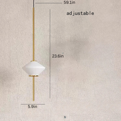 Pendant Light | Modern White Glass | 5.9 x 23.6 in | LED Ceiling Fixture | Art Deco Style | Brick by Brick