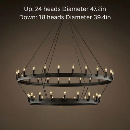Vintage Industrial Iron Pendant Lamp | 12 - 33 Heads | Round Retro Chandelier | LED Compatible Droplight for Home Café Restaurant | Brick by Brick