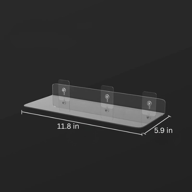Clear Acrylic Floating Shelf | 7.9-19.7 in | Wall Mounted Storage Rack | Thick Invisible Display Ledge | Brick by Brick
