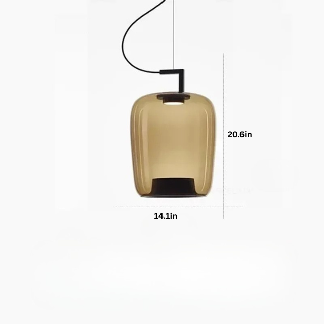 Modern Glass Pendant Light | 13.8-17.4 in | LED Hanging Lamp | Indoor Ceiling Fixture | Brick by Brick