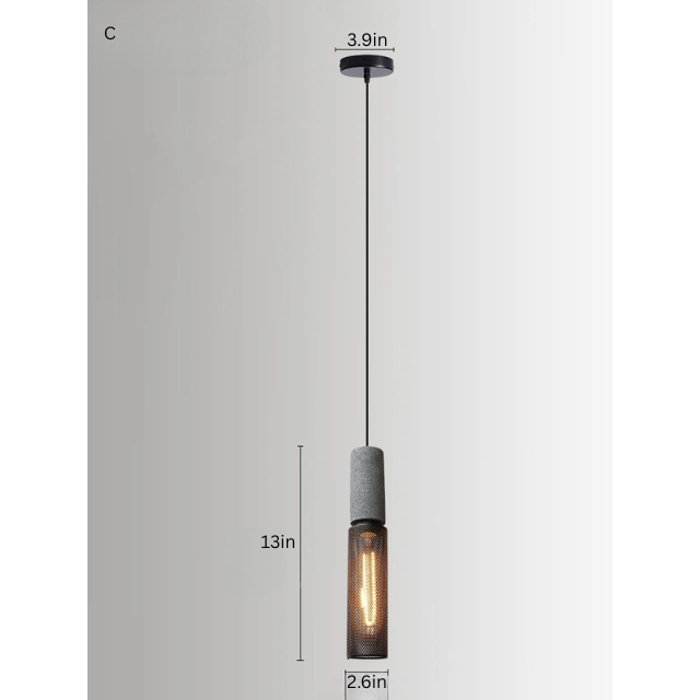 Retro Pendant Lamp | Cement and Iron Birdcage Shade | Hanging Light Fixture | E27 Socket | Brick by Brick