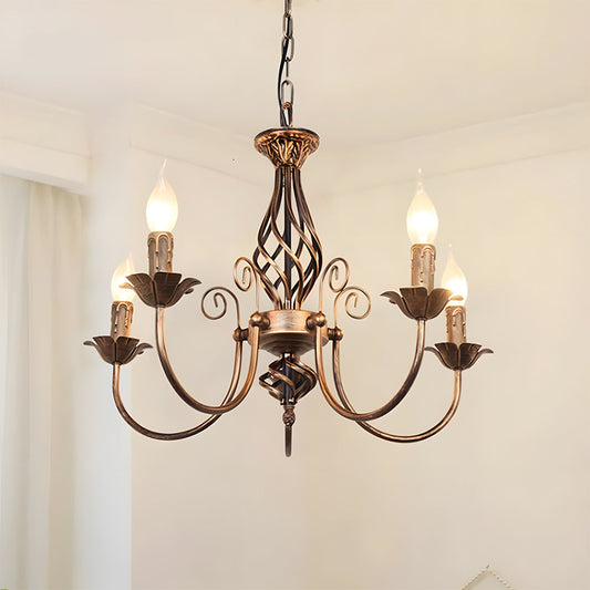 Vintage Bronze Chandelier | 4/6/8 Light Dining Room Ceiling Fixture in Iron | Brick by Brick