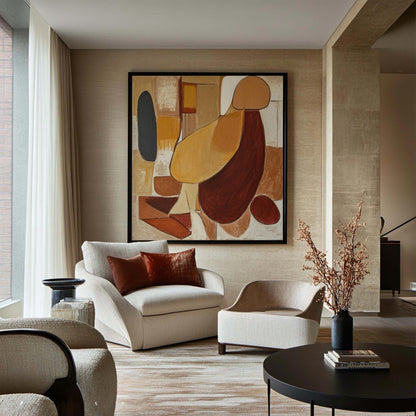 Terracotta Form Wall Art | 23 - 63 in | Hand-Painted Abstract Canvas | Organic Geometric Wall Art | Earthy Toned Home Accent | Brick by Brick