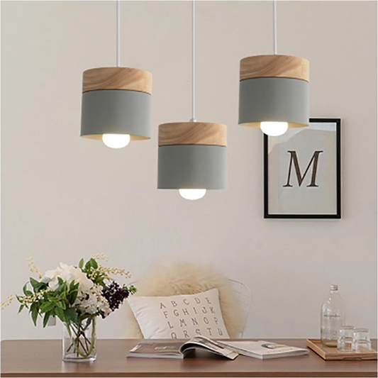 Wooden Pendant Light | 4.33 x 4.72 in | Minimalist Cylindrical Lamp | Elegant Nordic Home Decor | Brick by Brick