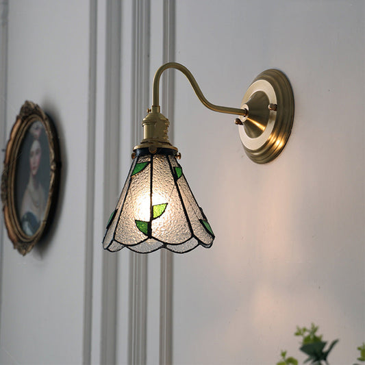 Glass Wall Light | Vintage Brass Sconce | 10.24"-11.02" | Elegant Home Lighting | Brick by Brick