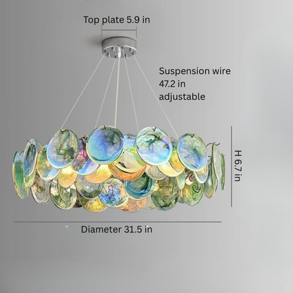 Murano Glass Chandelier | 19.7-35.4 in | Glass + Iron | LED Bulbs Included | Colorful Pendant Light | Brick by Bric