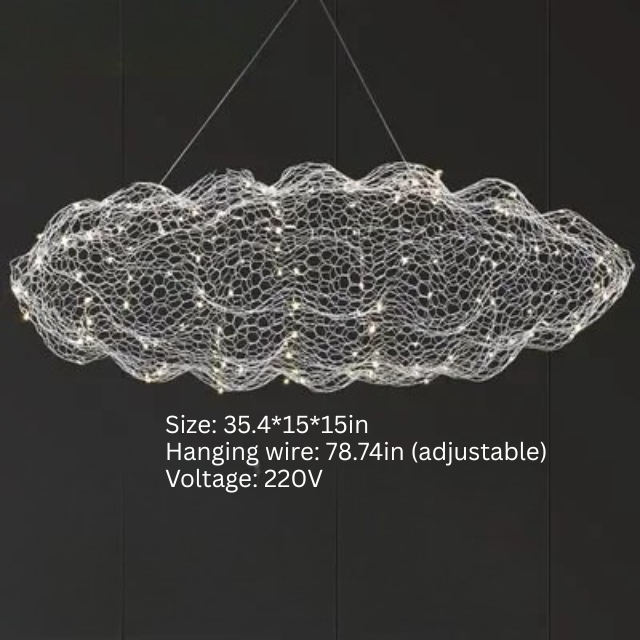 Danish Designer Cloud Pendant Light | Dia 11.8 - 39.3 in | Iron Mesh | Handcrafted Artistic Chandelier | Multiple Sizes | Brick by Brick