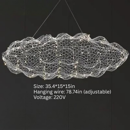 Danish Designer Cloud Pendant Light | Dia 11.8 - 39.3 in | Iron Mesh | Handcrafted Artistic Chandelier | Multiple Sizes | Brick by Brick