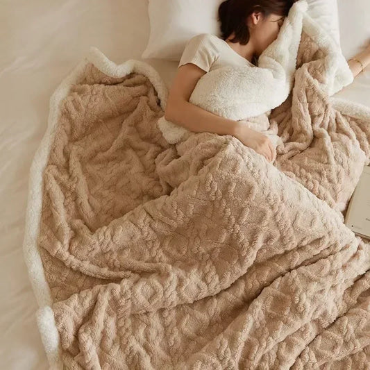Cozy Lambswool Throw Blanket | Plush Double Layer Fleece | Winter Comfort & Home Décor | Brick by Brick