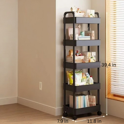 Rolling Storage Cart | White Multifunctional Shelves | Open Tier Organizer | Space-Saving Rack | Brick by Brick
