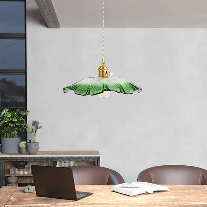 Vintage Floral Glass Pendant Light | Retro Elegance | Warm Glow | Adjustable Hanging | Brick by Brick